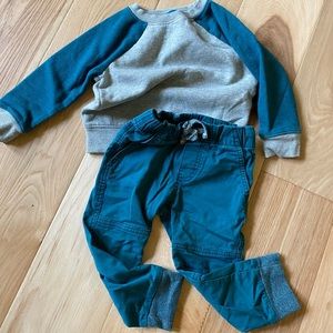 Cat & Jack teal blue and gray jogger set 2T